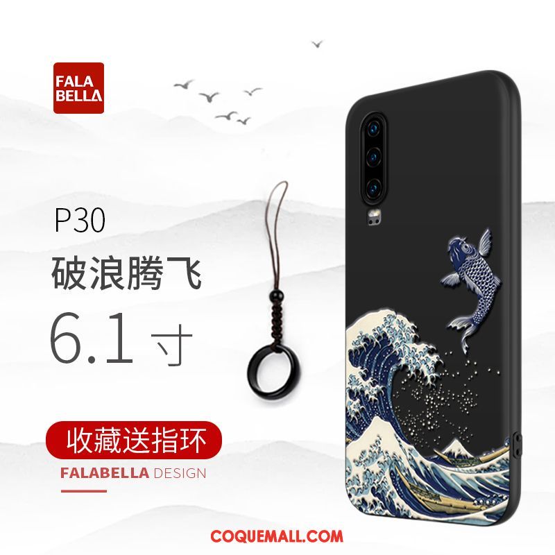 Étui Huawei P30 Téléphone Portable Incassable Protection, Coque Huawei P30 Délavé En Daim Marque De Tendance