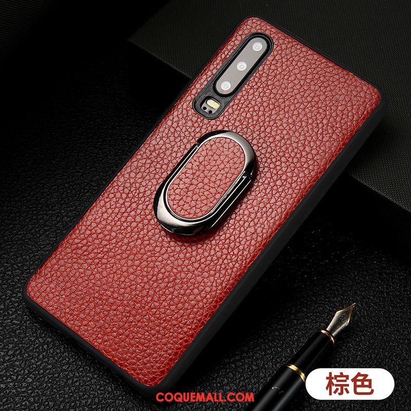 Étui Huawei P30 Téléphone Portable Personnalité Cuir Véritable, Coque Huawei P30 Protection Magnétisme