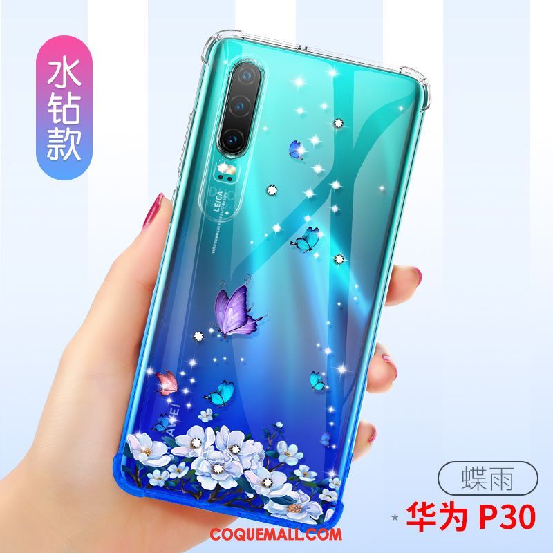 Étui Huawei P30 Téléphone Portable Transparent Protection, Coque Huawei P30 Fluide Doux Très Mince