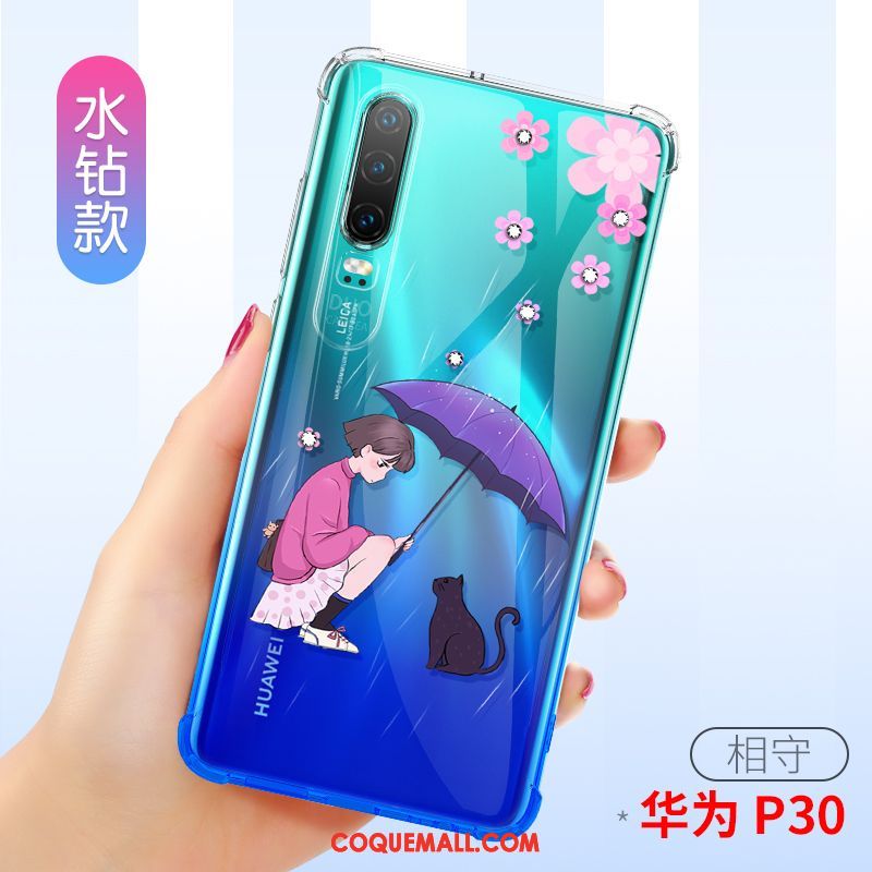 Étui Huawei P30 Téléphone Portable Transparent Protection, Coque Huawei P30 Fluide Doux Très Mince