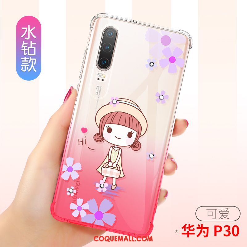 Étui Huawei P30 Téléphone Portable Transparent Protection, Coque Huawei P30 Fluide Doux Très Mince