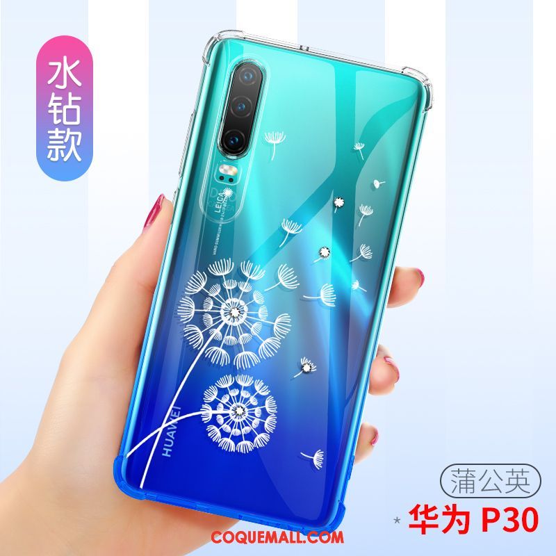 Étui Huawei P30 Téléphone Portable Transparent Protection, Coque Huawei P30 Fluide Doux Très Mince