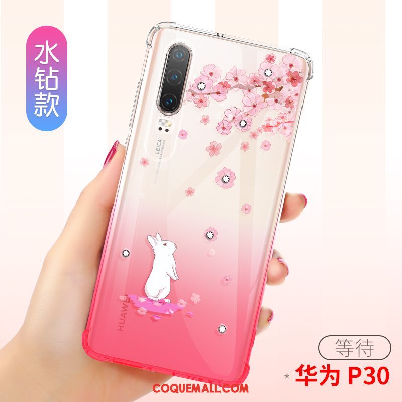 Étui Huawei P30 Téléphone Portable Transparent Protection, Coque Huawei P30 Fluide Doux Très Mince