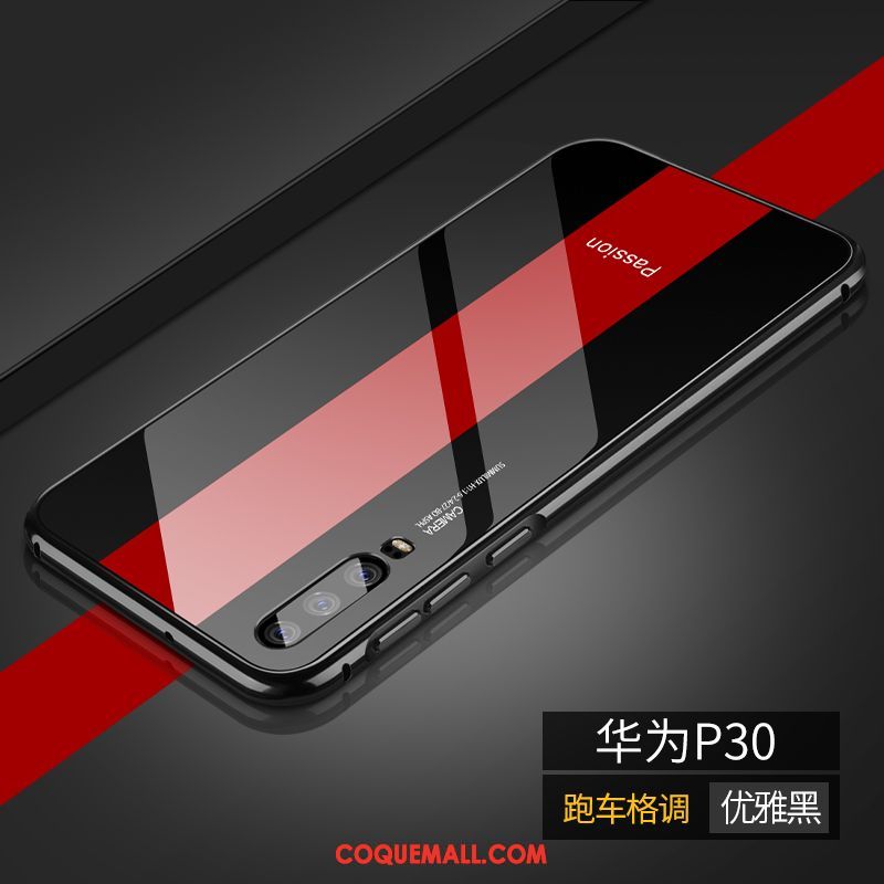Étui Huawei P30 Verre Incassable Téléphone Portable, Coque Huawei P30 Net Rouge Protection