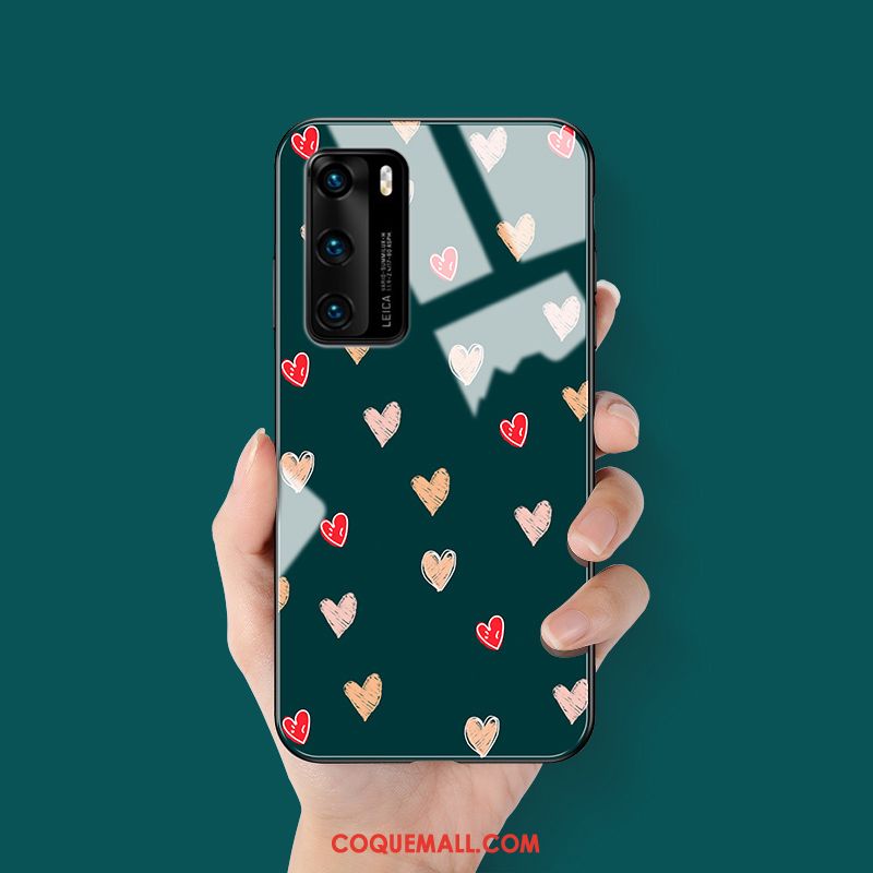 Étui Huawei P40 Amoureux Verre Créatif, Coque Huawei P40 Silicone Ornements Suspendus