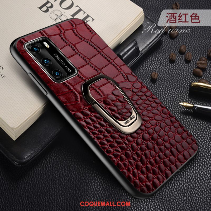 Étui Huawei P40 Créatif Cuir Véritable Support, Coque Huawei P40 Téléphone Portable Marque De Tendance