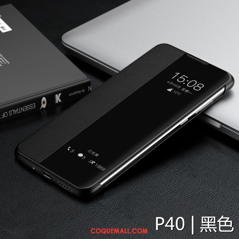 Étui Huawei P40 En Cuir Protection Incassable, Coque Huawei P40 Cuir Véritable Téléphone Portable