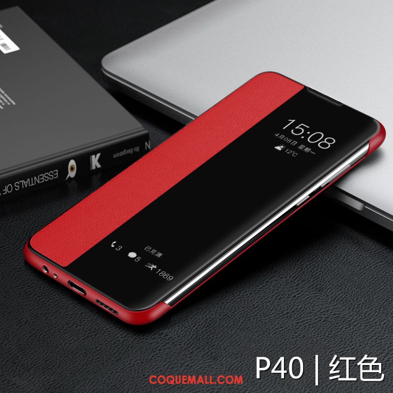 Étui Huawei P40 En Cuir Protection Incassable, Coque Huawei P40 Cuir Véritable Téléphone Portable