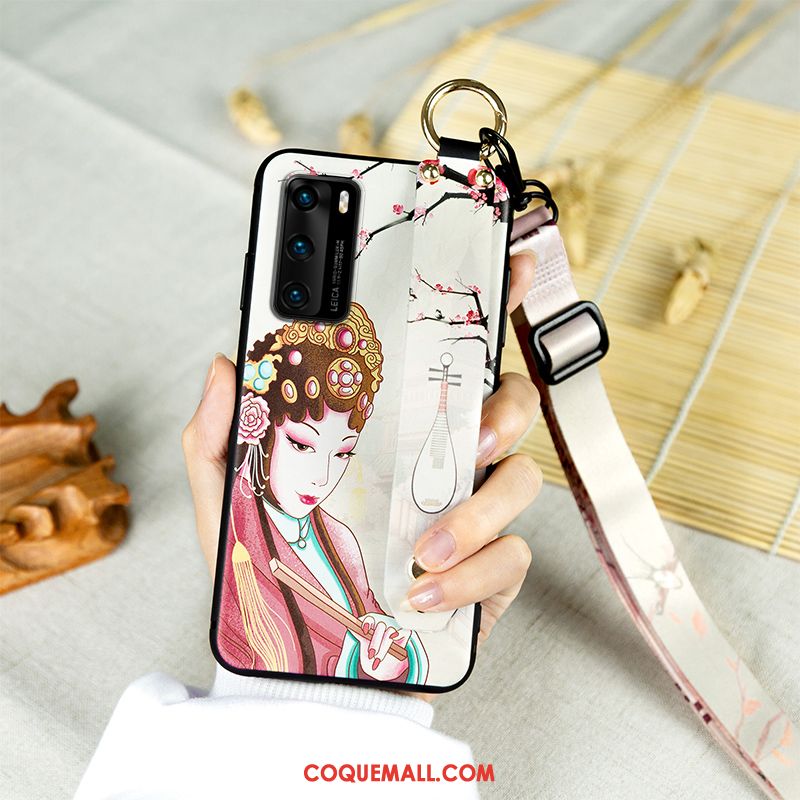 Étui Huawei P40 Fluide Doux Vintage Opéra De Pékin, Coque Huawei P40 Protection Style Chinois