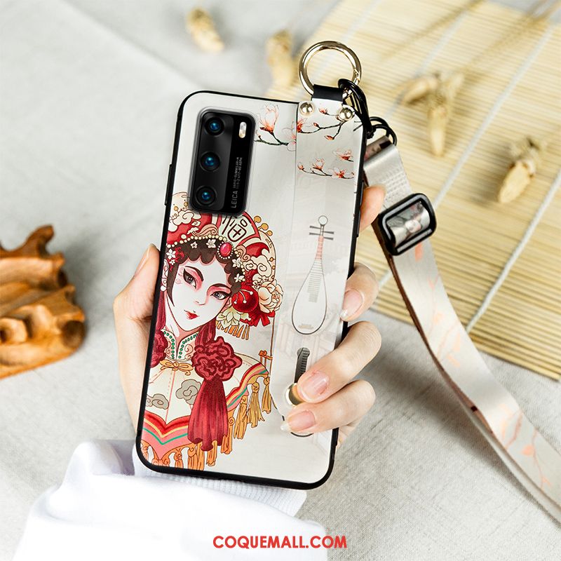 Étui Huawei P40 Fluide Doux Vintage Opéra De Pékin, Coque Huawei P40 Protection Style Chinois