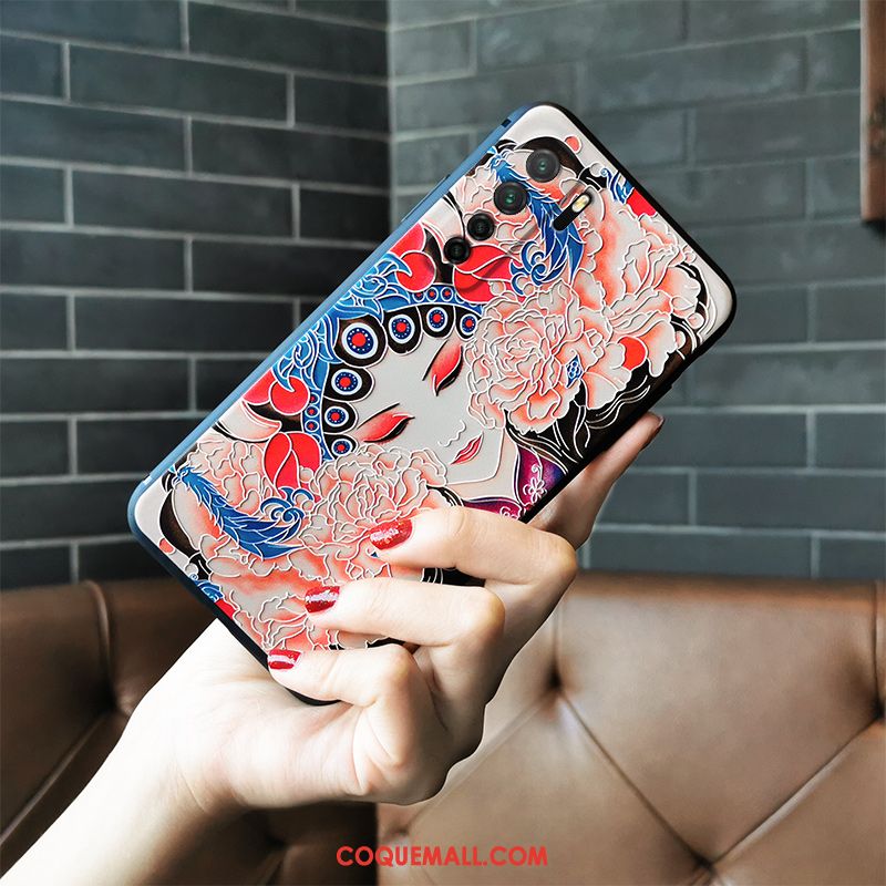 Étui Huawei P40 Lite 5g Gaufrage Net Rouge Personnalité, Coque Huawei P40 Lite 5g Tendance Silicone