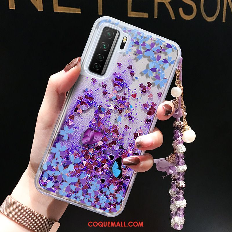 Étui Huawei P40 Lite 5g Quicksand Silicone Violet, Coque Huawei P40 Lite 5g Ornements Suspendus Liquide