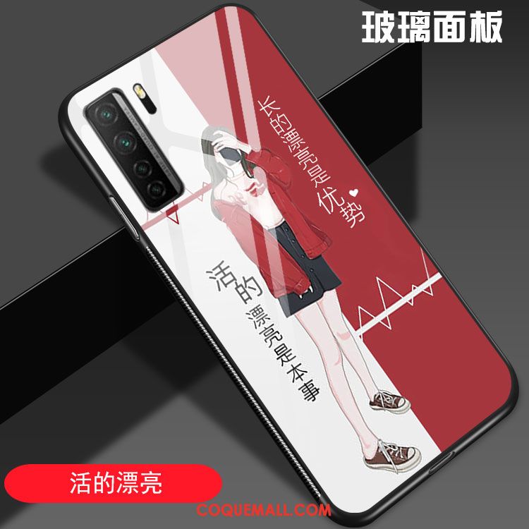 Étui Huawei P40 Lite 5g Silicone Net Rouge Personnalité, Coque Huawei P40 Lite 5g Incassable Rose