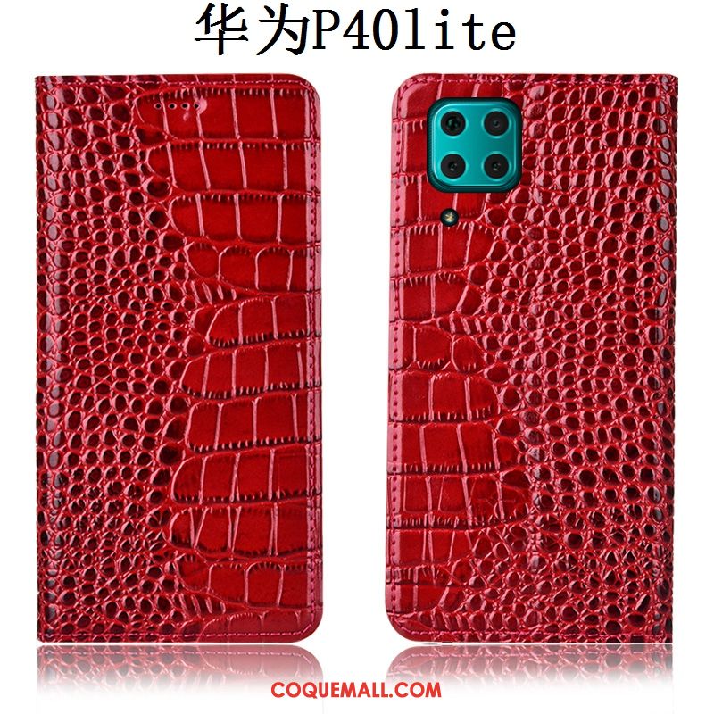 Étui Huawei P40 Lite Crocodile Téléphone Portable Protection, Coque Huawei P40 Lite En Cuir Braun