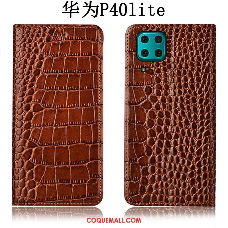 Étui Huawei P40 Lite Crocodile Téléphone Portable Protection, Coque Huawei P40 Lite En Cuir Braun