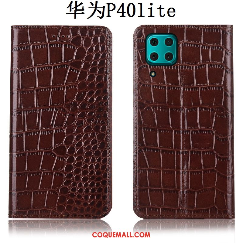 Étui Huawei P40 Lite Crocodile Téléphone Portable Protection, Coque Huawei P40 Lite En Cuir Braun