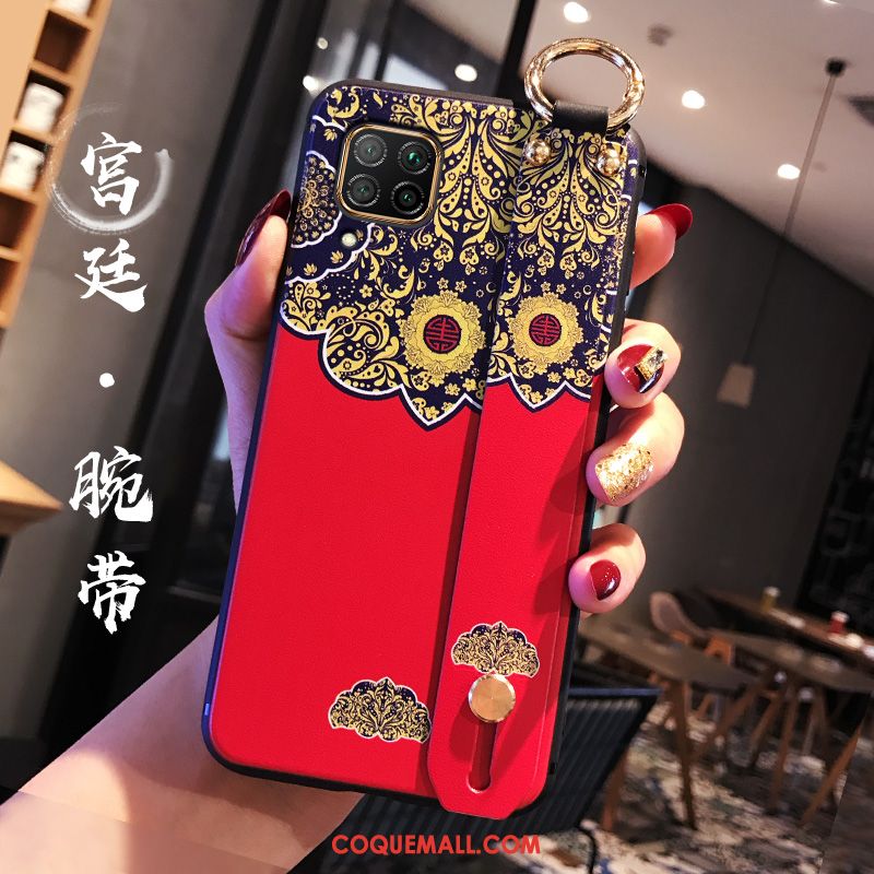 Étui Huawei P40 Lite Délavé En Daim Fluide Doux Marque De Tendance, Coque Huawei P40 Lite Net Rouge Style Chinois