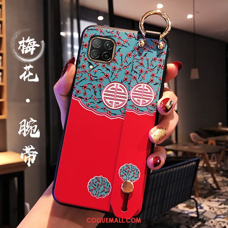 Étui Huawei P40 Lite Délavé En Daim Fluide Doux Marque De Tendance, Coque Huawei P40 Lite Net Rouge Style Chinois