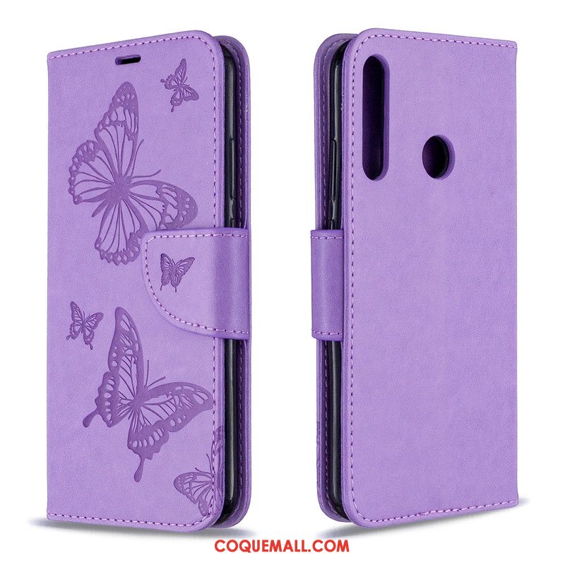 Étui Huawei P40 Lite E Papillon Similicuir En Relief, Coque Huawei P40 Lite E Protection Gaufrage