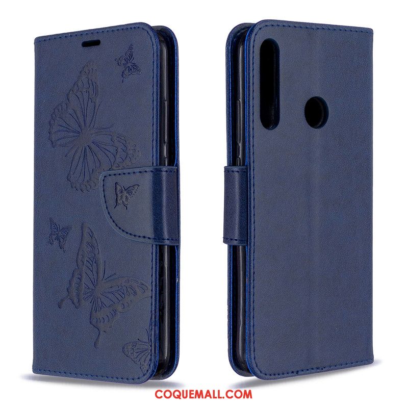 Étui Huawei P40 Lite E Papillon Similicuir En Relief, Coque Huawei P40 Lite E Protection Gaufrage