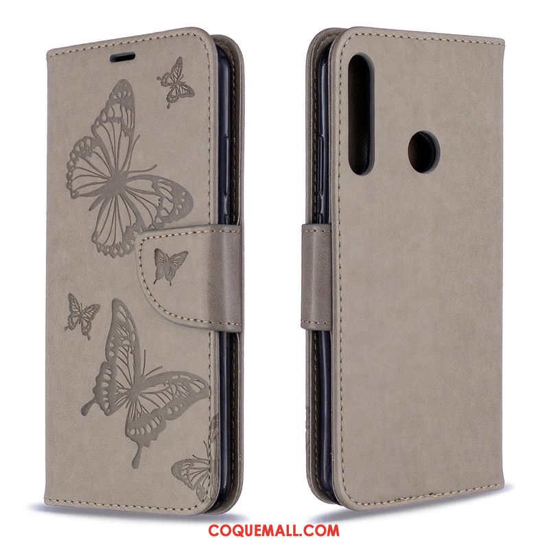 Étui Huawei P40 Lite E Papillon Similicuir En Relief, Coque Huawei P40 Lite E Protection Gaufrage