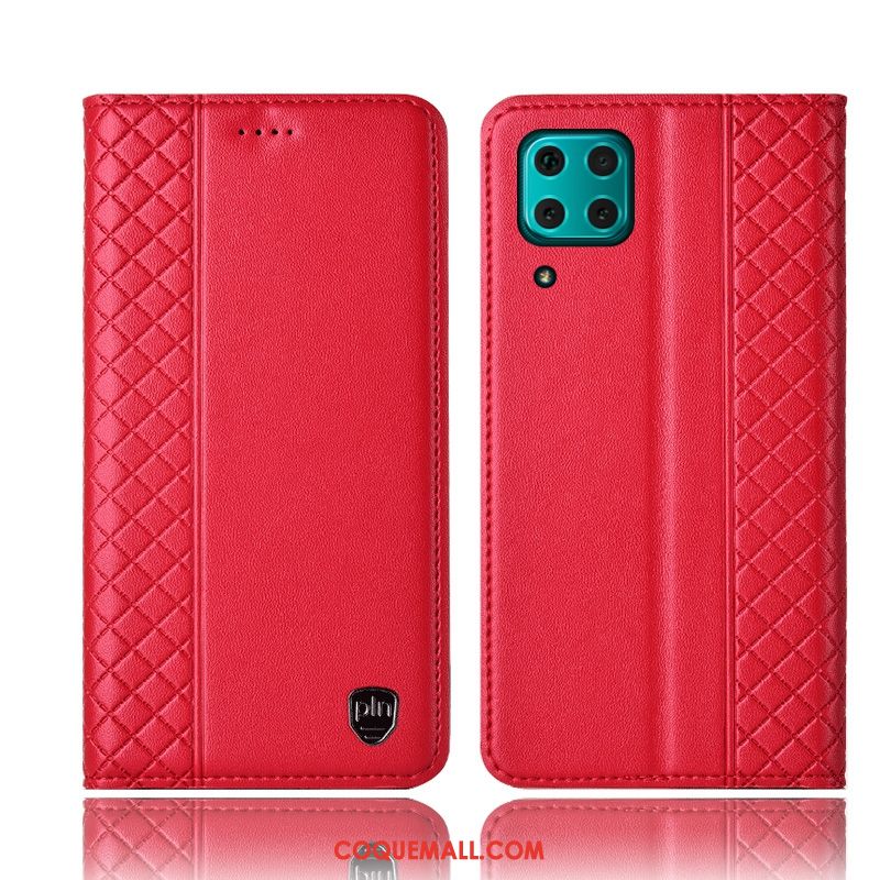 Étui Huawei P40 Lite Jaune Protection Incassable, Coque Huawei P40 Lite Cuir Véritable Téléphone Portable