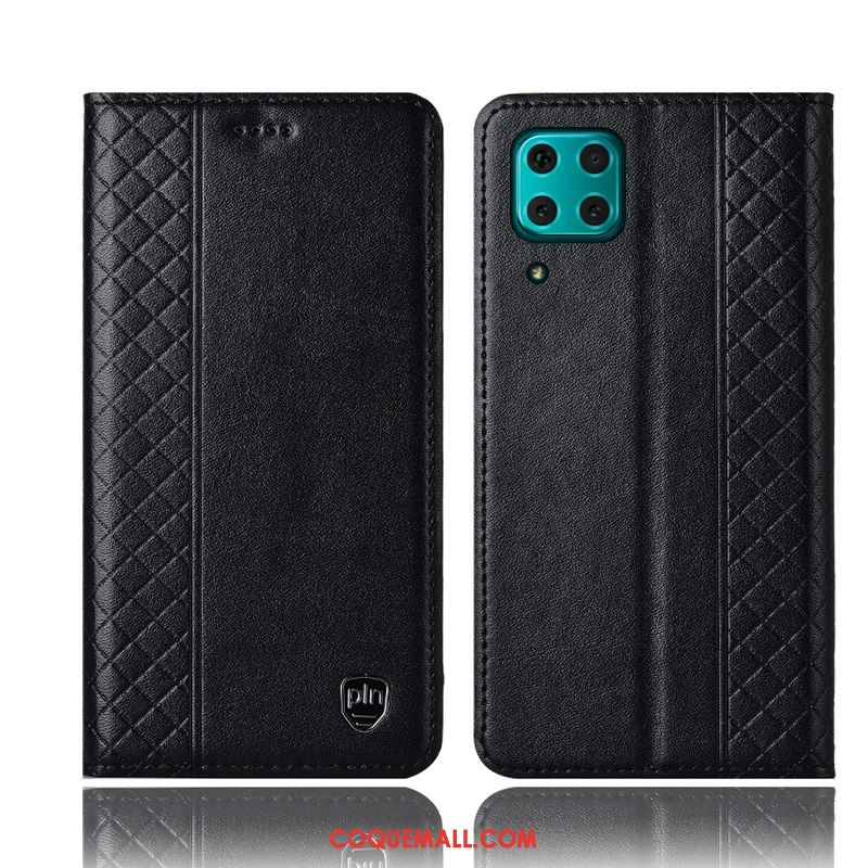 Étui Huawei P40 Lite Jaune Protection Incassable, Coque Huawei P40 Lite Cuir Véritable Téléphone Portable