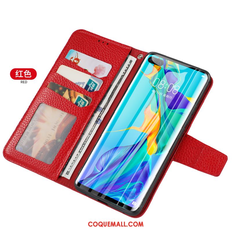 Étui Huawei P40 Lite Protection Nouveau Carte, Coque Huawei P40 Lite Portefeuille Rouge