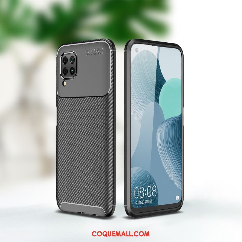 Étui Huawei P40 Lite Protection Téléphone Portable Fluide Doux, Coque Huawei P40 Lite Noir Silicone