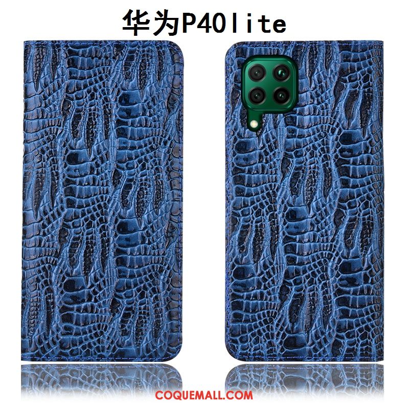 Étui Huawei P40 Lite Tout Compris Bleu Protection, Coque Huawei P40 Lite En Cuir Téléphone Portable