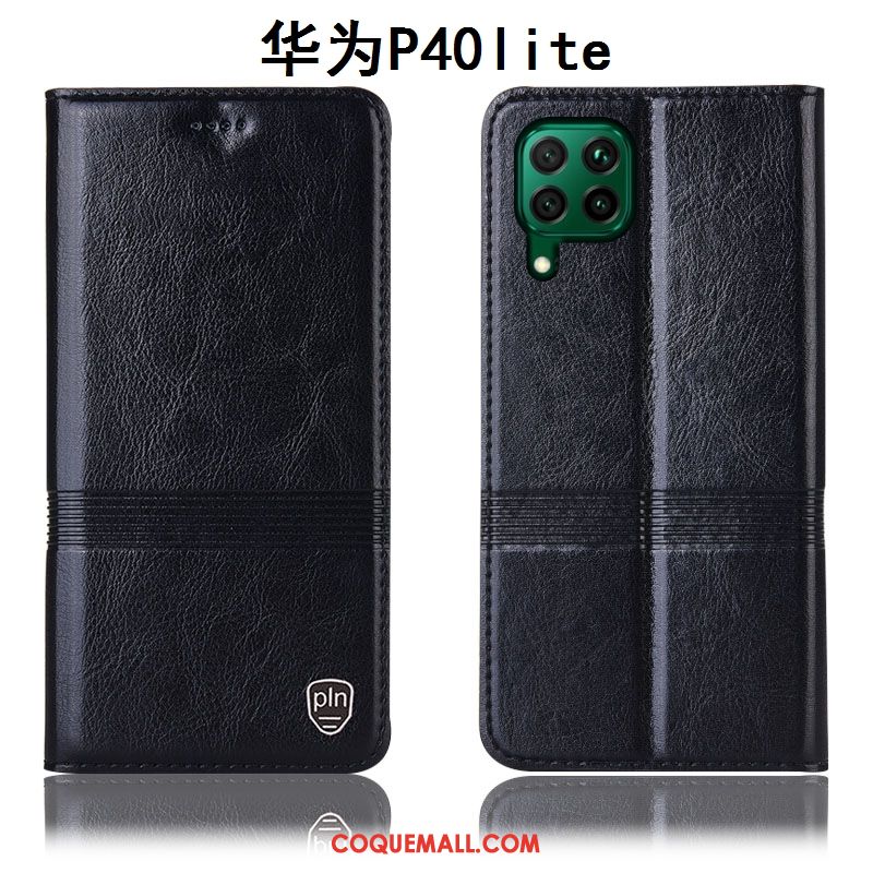 Étui Huawei P40 Lite Tout Compris En Cuir Incassable, Coque Huawei P40 Lite Téléphone Portable Bleu