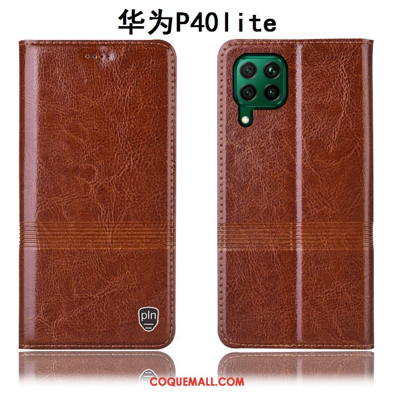 Étui Huawei P40 Lite Tout Compris En Cuir Incassable, Coque Huawei P40 Lite Téléphone Portable Bleu