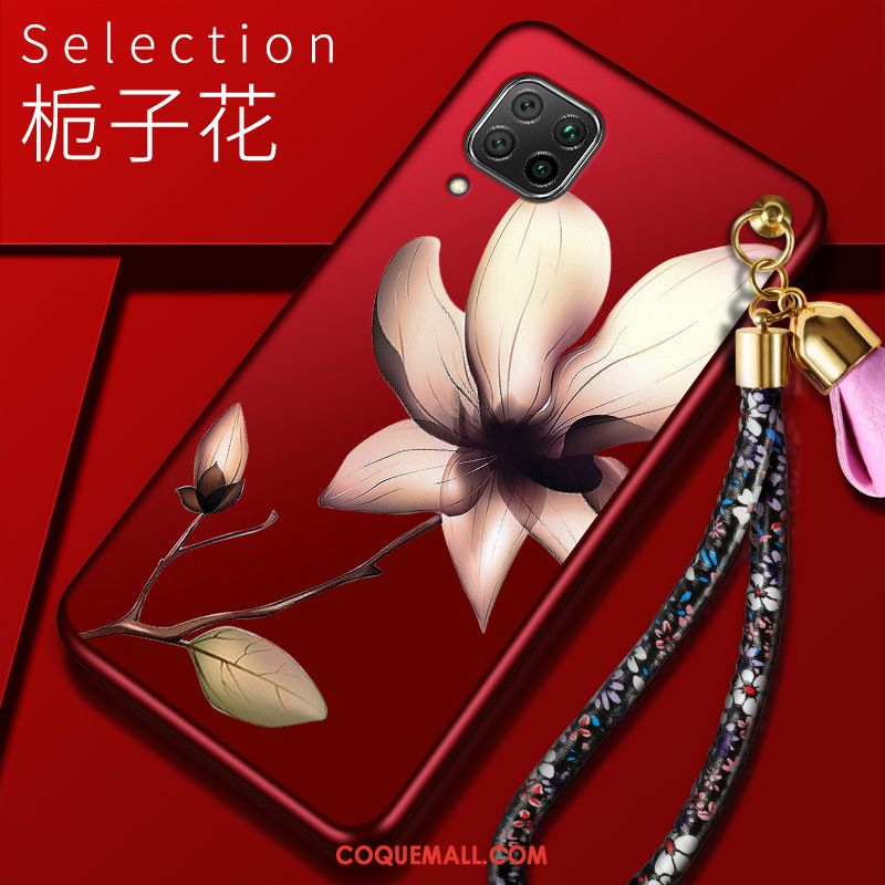 Étui Huawei P40 Lite Téléphone Portable Net Rouge Incassable, Coque Huawei P40 Lite Tout Compris Simple