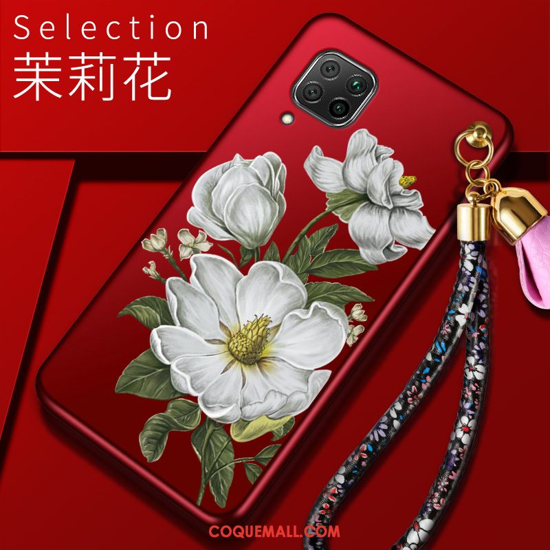 Étui Huawei P40 Lite Téléphone Portable Net Rouge Incassable, Coque Huawei P40 Lite Tout Compris Simple