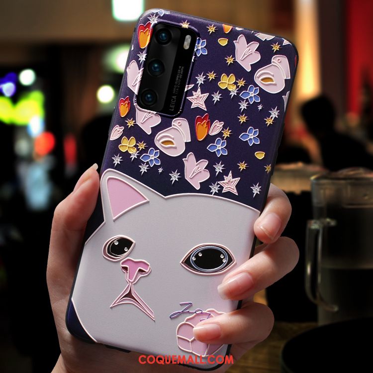 Étui Huawei P40 Personnalité Dessin Animé Très Mince, Coque Huawei P40 Vent Délavé En Daim