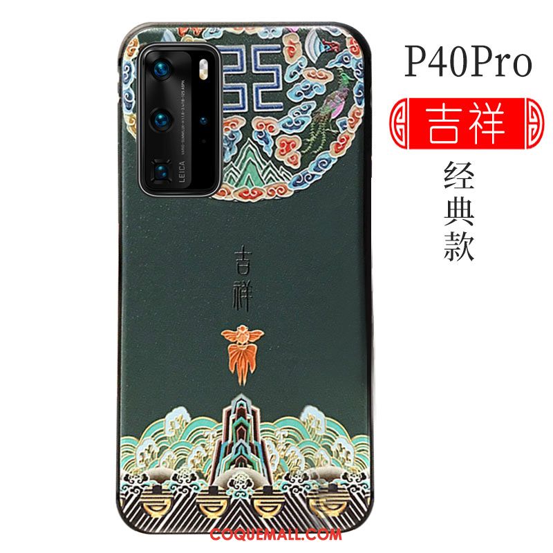 Étui Huawei P40 Pro Bleu Téléphone Portable Support, Coque Huawei P40 Pro Personnalité Style Chinois
