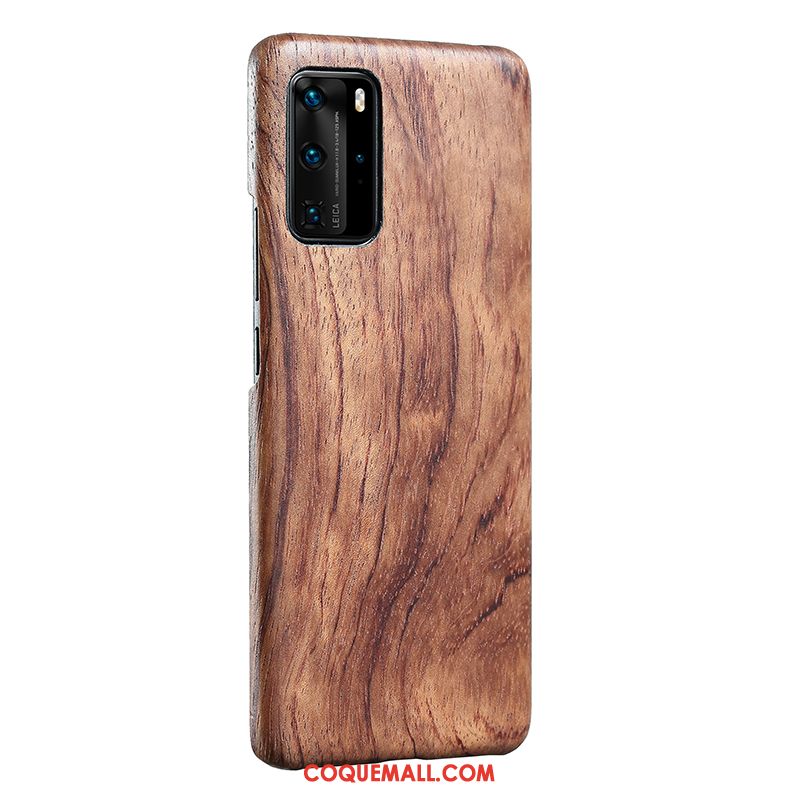 Étui Huawei P40 Pro Bois Téléphone Portable Incassable, Coque Huawei P40 Pro Sentir Protection Braun Nackte Farbe