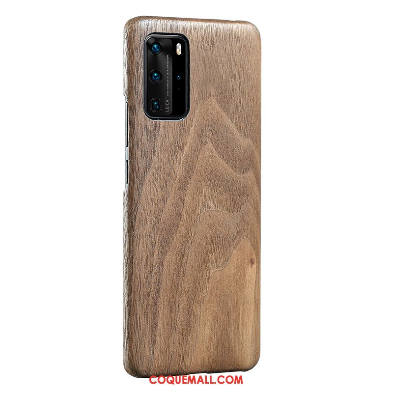 Étui Huawei P40 Pro Bois Téléphone Portable Incassable, Coque Huawei P40 Pro Sentir Protection Braun Nackte Farbe