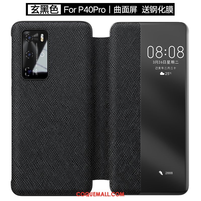 Étui Huawei P40 Pro Business Cuir Véritable Clamshell, Coque Huawei P40 Pro En Cuir Protection