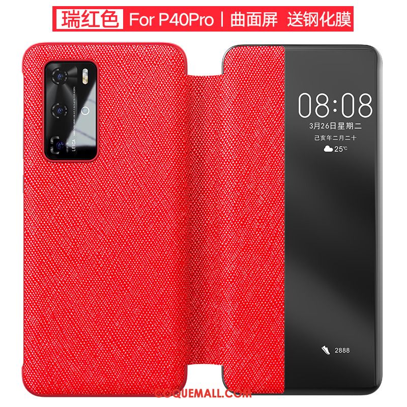 Étui Huawei P40 Pro Business Cuir Véritable Clamshell, Coque Huawei P40 Pro En Cuir Protection