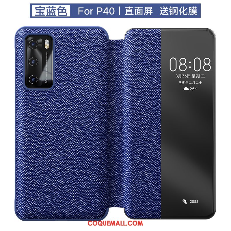 Étui Huawei P40 Pro Business Cuir Véritable Clamshell, Coque Huawei P40 Pro En Cuir Protection