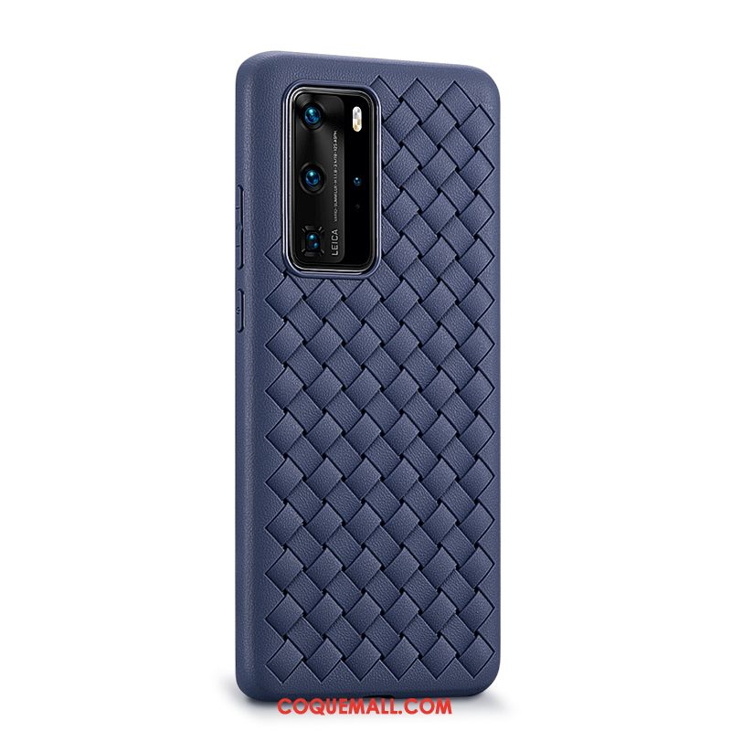 Étui Huawei P40 Pro Cuir Véritable Personnalité Net Rouge, Coque Huawei P40 Pro Modèle Fleurie Sentir