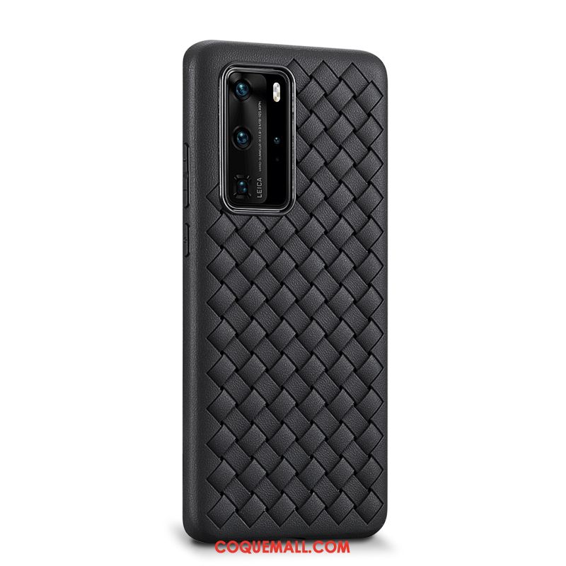 Étui Huawei P40 Pro Cuir Véritable Personnalité Net Rouge, Coque Huawei P40 Pro Modèle Fleurie Sentir