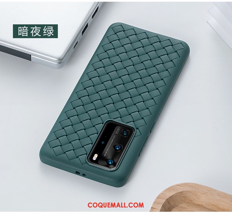 Étui Huawei P40 Pro Cuir Véritable Personnalité Net Rouge, Coque Huawei P40 Pro Modèle Fleurie Sentir