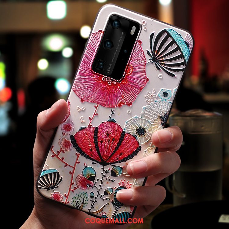 Étui Huawei P40 Pro Délavé En Daim Multicolore Vintage, Coque Huawei P40 Pro Dessin Animé Vent