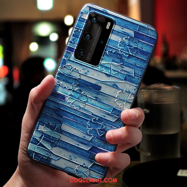 Étui Huawei P40 Pro Délavé En Daim Multicolore Vintage, Coque Huawei P40 Pro Dessin Animé Vent