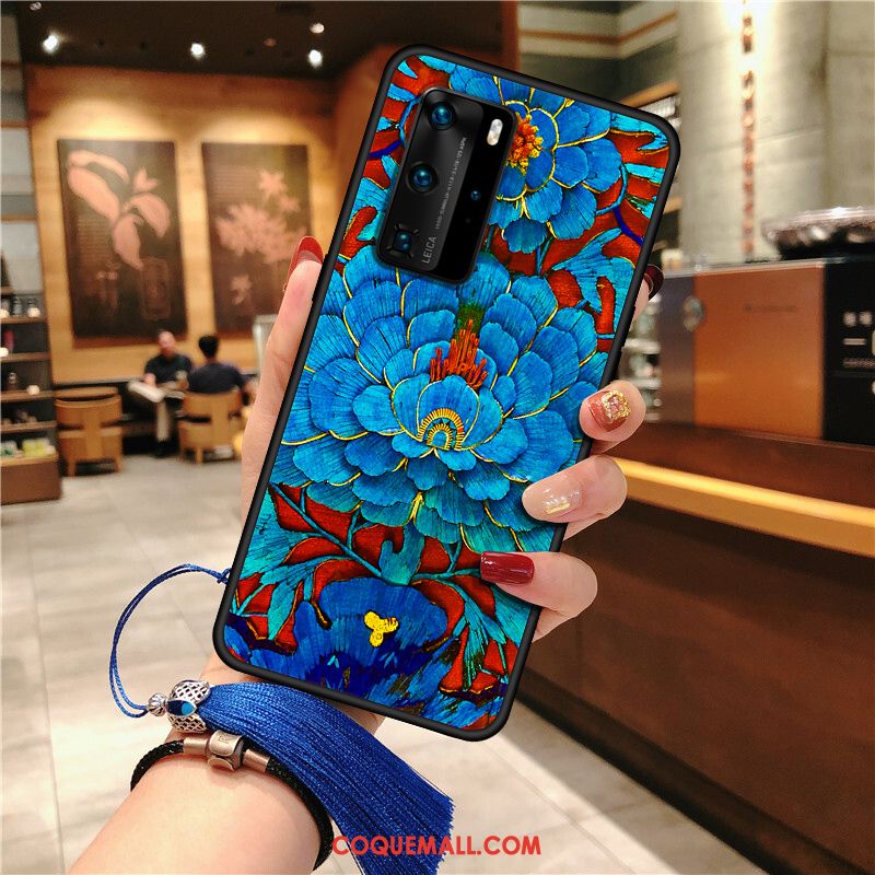 Étui Huawei P40 Pro Incassable Bleu Silicone, Coque Huawei P40 Pro Protection Fluide Doux