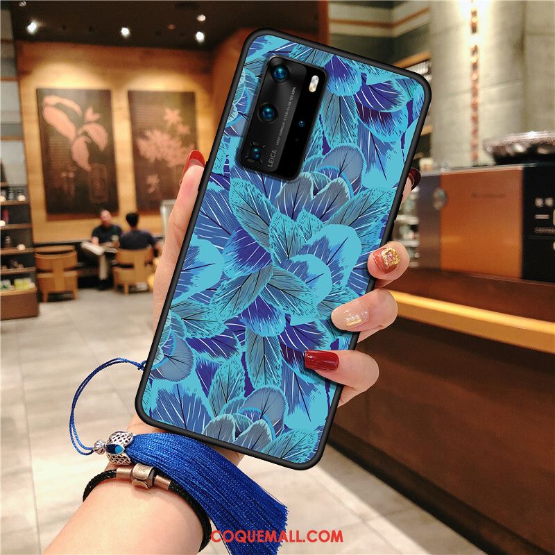 Étui Huawei P40 Pro Incassable Bleu Silicone, Coque Huawei P40 Pro Protection Fluide Doux