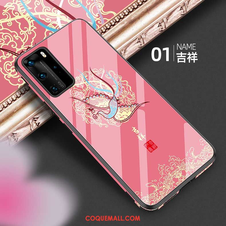 Étui Huawei P40 Pro Marque De Tendance Style Chinois Silicone, Coque Huawei P40 Pro Luxe Vintage