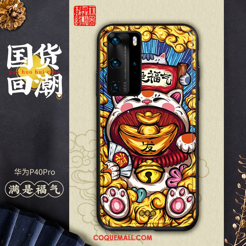 Étui Huawei P40 Pro Multicolore Modèle Fleurie Téléphone Portable, Coque Huawei P40 Pro Style Chinois Personnalité